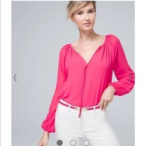 New - vibrant pink tie blouse